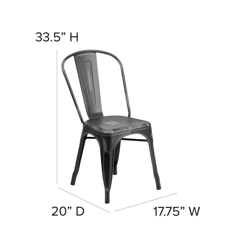 Distressed Metal Indoor/ Outdoor Stackable Chair