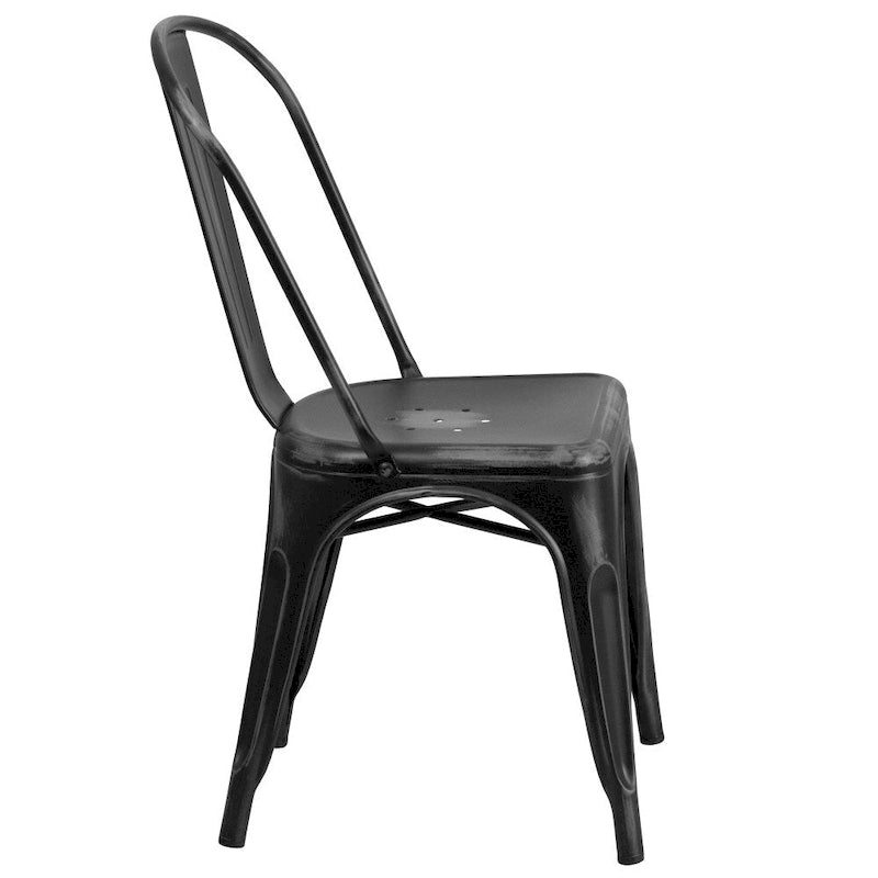 Distressed Metal Indoor/ Outdoor Stackable Chair