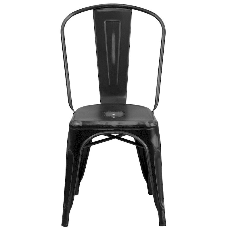 Distressed Metal Indoor/ Outdoor Stackable Chair