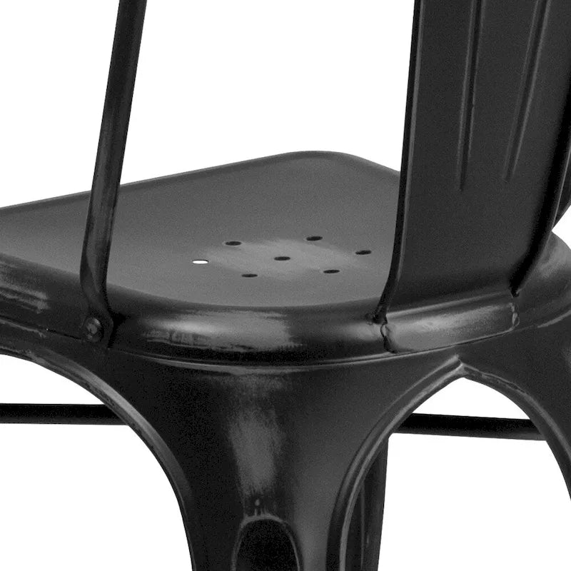 Distressed Metal Indoor/ Outdoor Stackable Chair