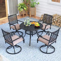 MAISON ARTS 5 Piece Outdoor Patio Dining Set, 4 Swivel Chairs with Cushions and 37.8  Round Table with 1.57  Umbrella Hole
