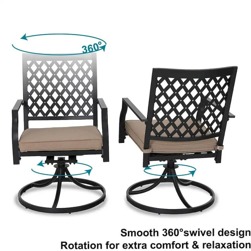 MAISON ARTS 5 Piece Outdoor Patio Dining Set, 4 Swivel Chairs with Cushions and 37.8  Round Table with 1.57  Umbrella Hole