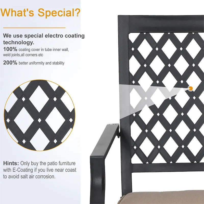 MAISON ARTS 5 Piece Outdoor Patio Dining Set, 4 Swivel Chairs with Cushions and 37.8  Round Table with 1.57  Umbrella Hole