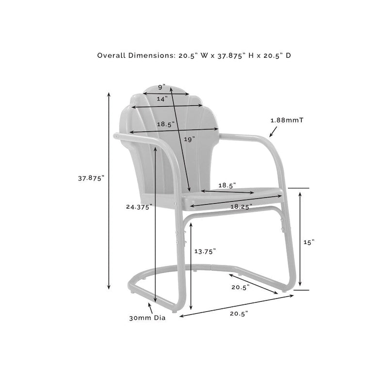 Crosley Ridgeland 3 Piece Outdoor Metal Armchair Set