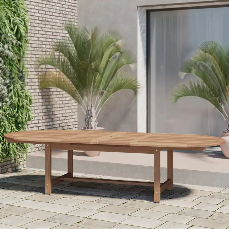 11pc Solid Teak Extendable Outdoor Patio Dining Set - 11 Piece