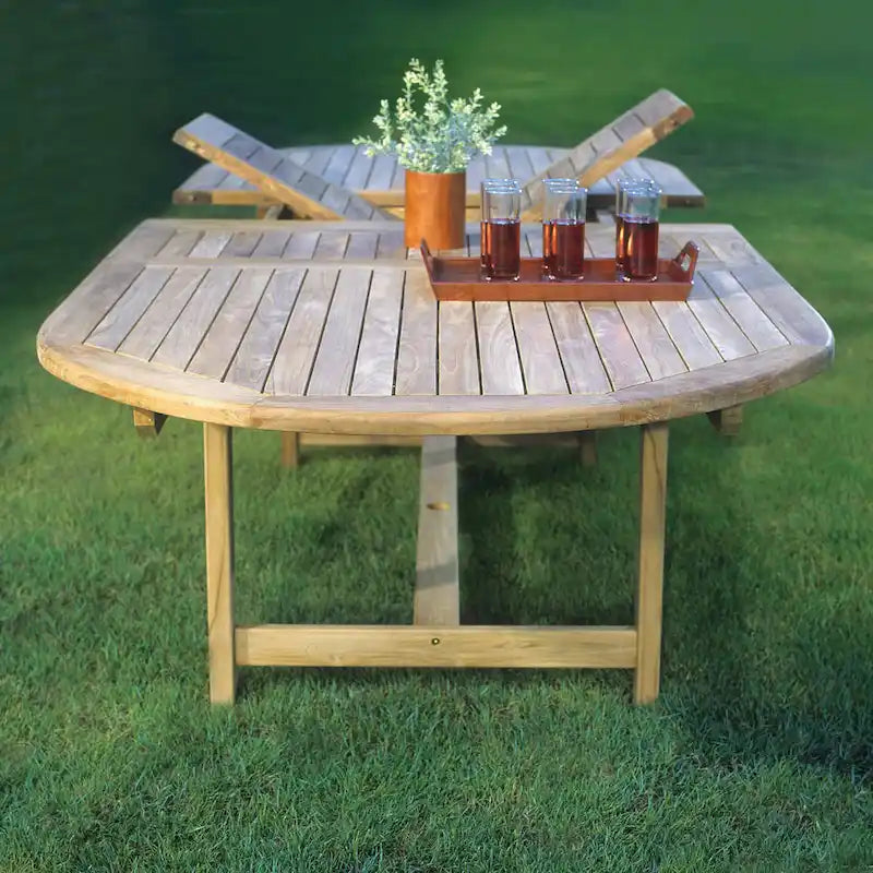 11pc Solid Teak Extendable Outdoor Patio Dining Set - 11 Piece
