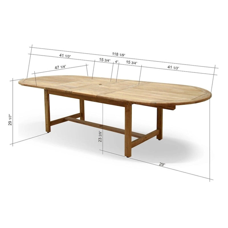 11pc Solid Teak Extendable Outdoor Patio Dining Set - 11 Piece