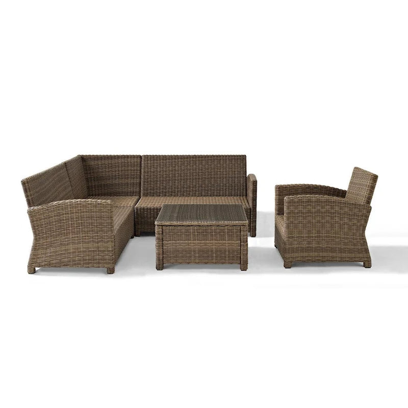 Crosley Bradenton 4-Piece Outdoor Wicker Seating Set with Sand Cushions