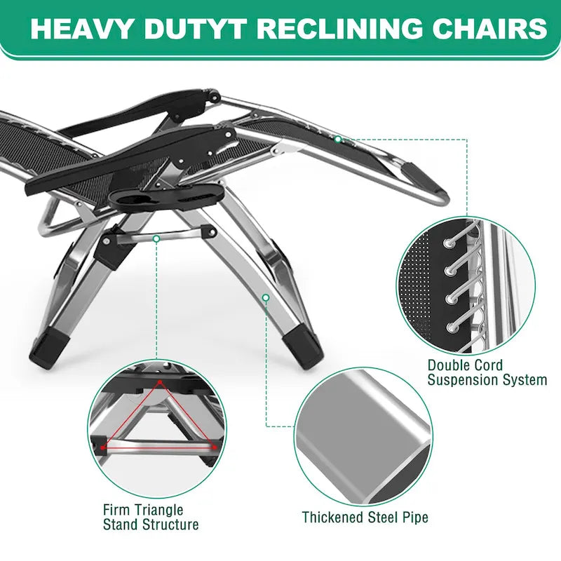 DoCred Folding Outdoor Zero Gravity Chair, with Cushion, Pillow, Blue