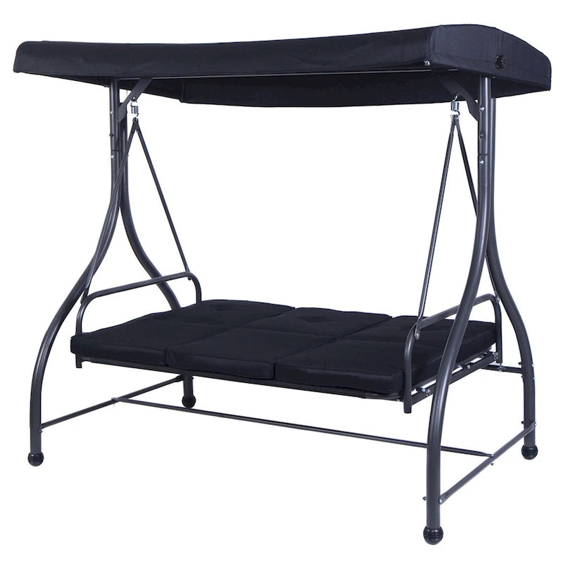 3-Seats Patio Swing Canopy Hammock Porch Swing Glider
