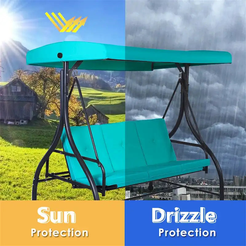 3-Seats Patio Swing Canopy Hammock Porch Swing Glider