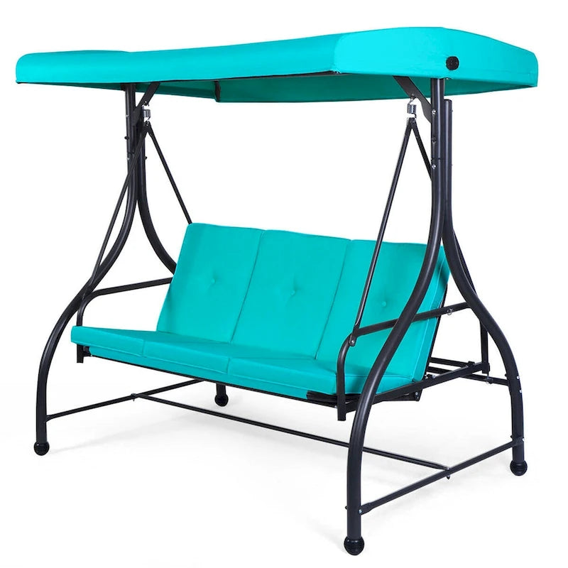 3-Seats Patio Swing Canopy Hammock Porch Swing Glider