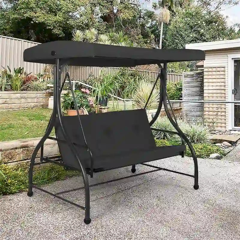 3-Seats Patio Swing Canopy Hammock Porch Swing Glider