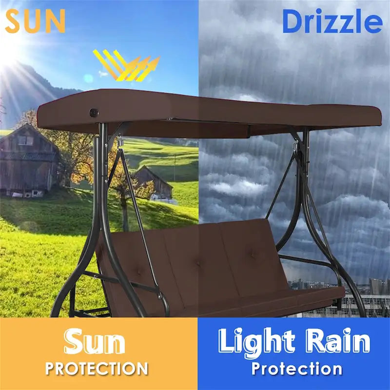 3-Seats Patio Swing Canopy Hammock Porch Swing Glider