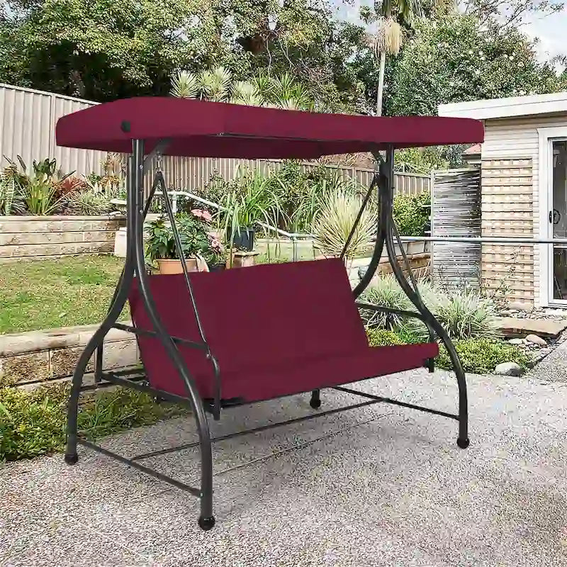 3-Seats Patio Swing Canopy Hammock Porch Swing Glider