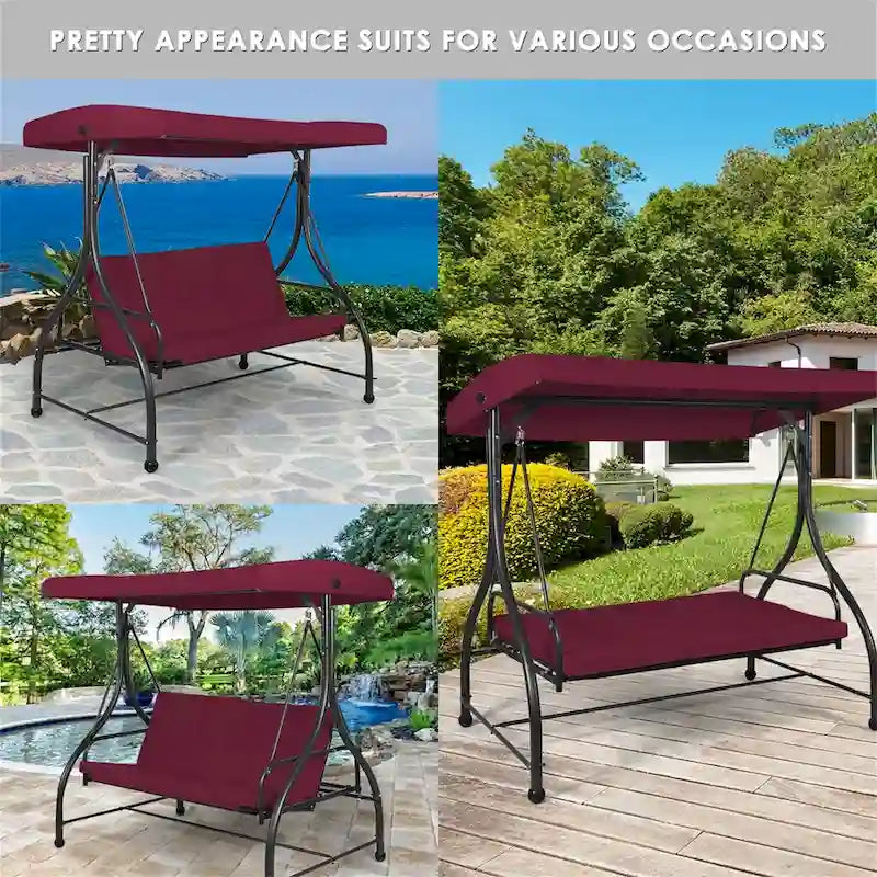 3-Seats Patio Swing Canopy Hammock Porch Swing Glider