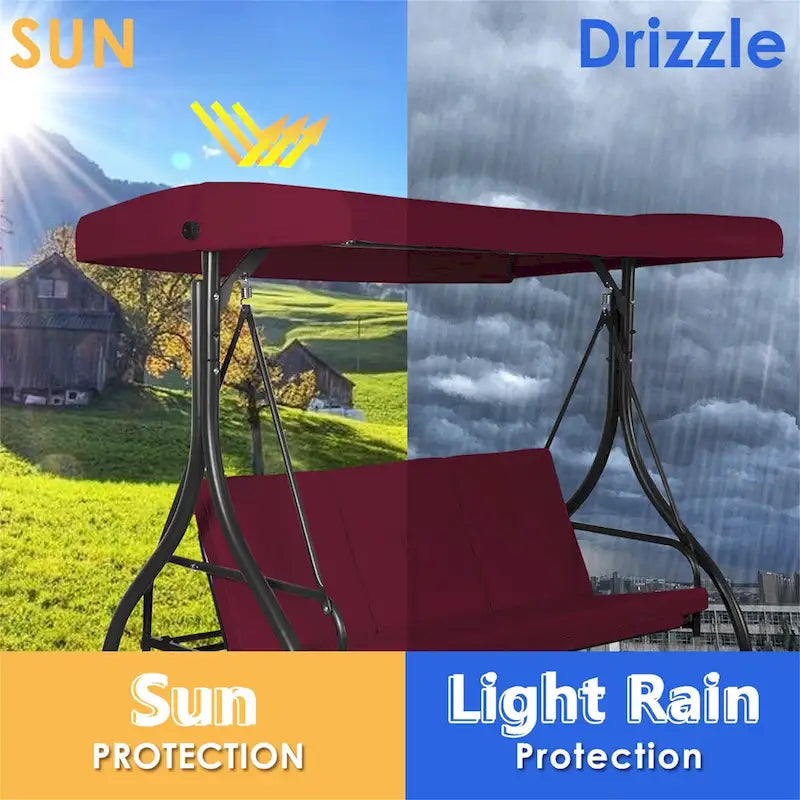 3-Seats Patio Swing Canopy Hammock Porch Swing Glider