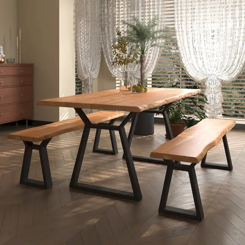 ComfyStyle Outdoor Acacia Wood Dining and Bench