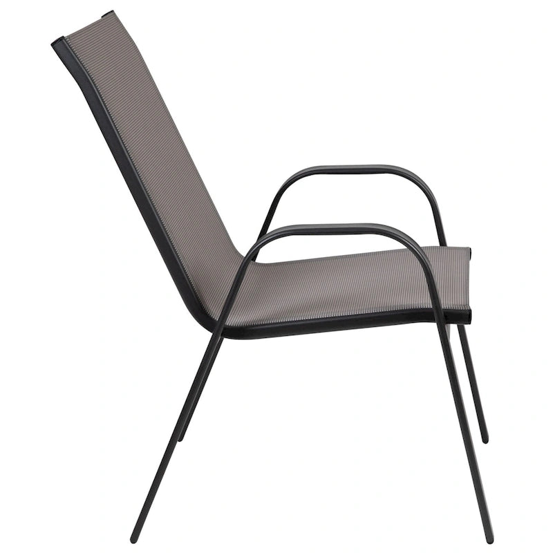 5 Piece Patio Dining Set - Glass Table, 4 Flex Stack Chairs