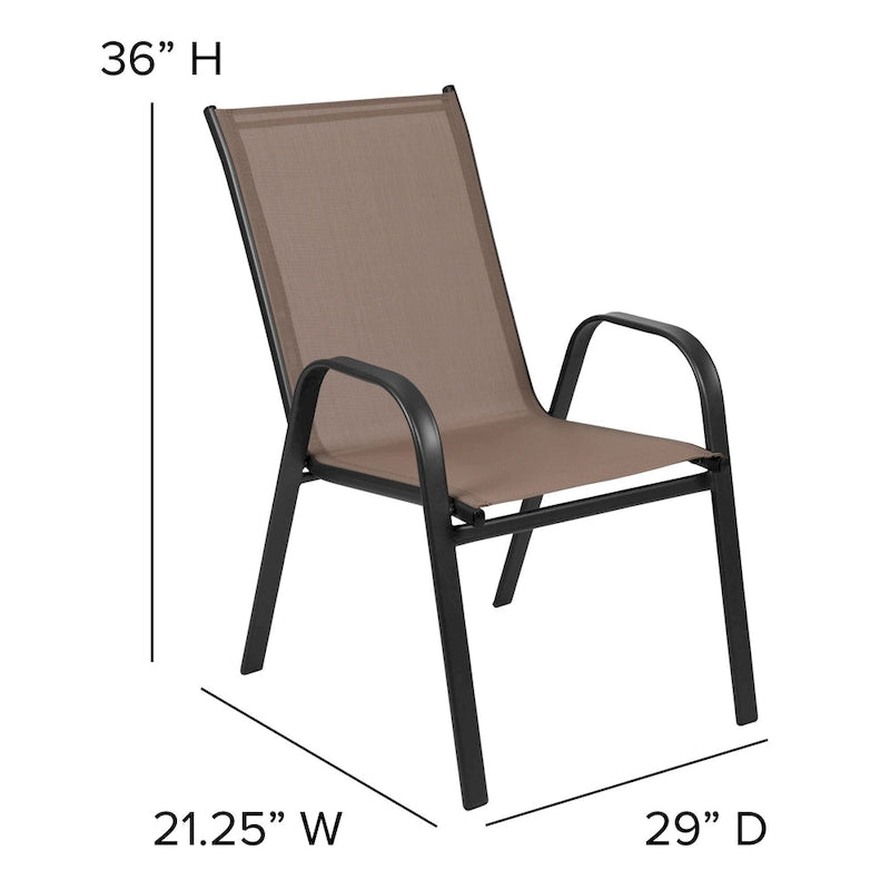 5 Piece Patio Dining Set - Glass Table, 4 Flex Stack Chairs