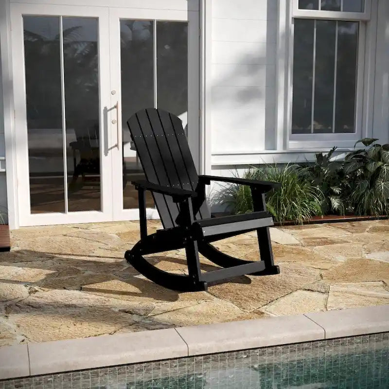 Adirondack Style Poly Resin Wood Rocking Chair for Indoor/Outdoor Use