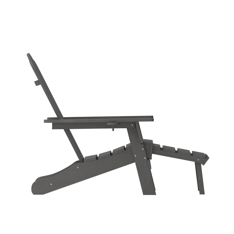 Commercial All-Weather Adirondack Chair with Pullout Ottoman & Cupholder