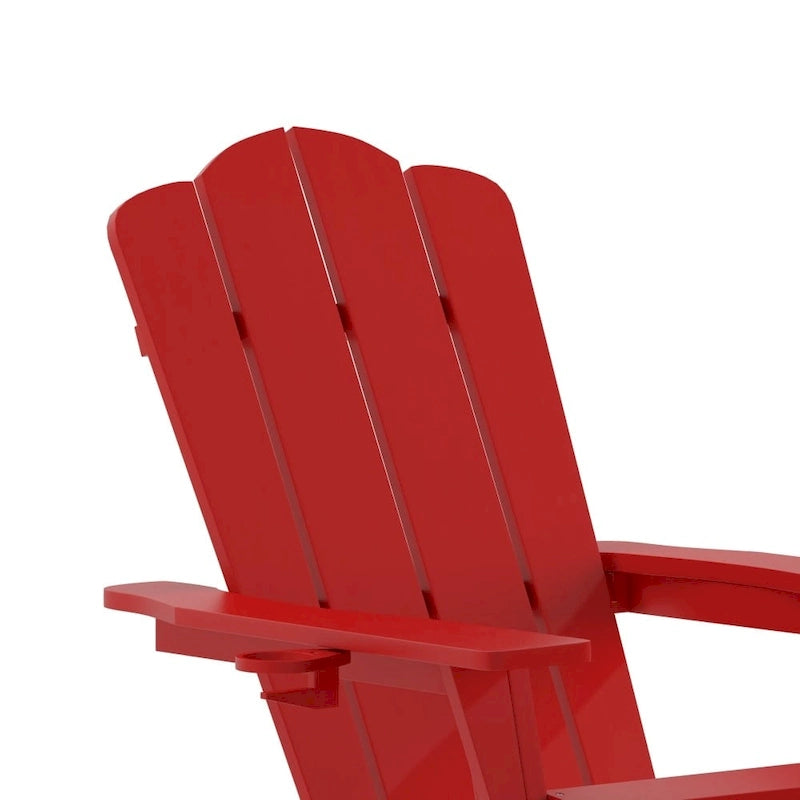 Commercial All-Weather Adirondack Chair with Pullout Ottoman & Cupholder