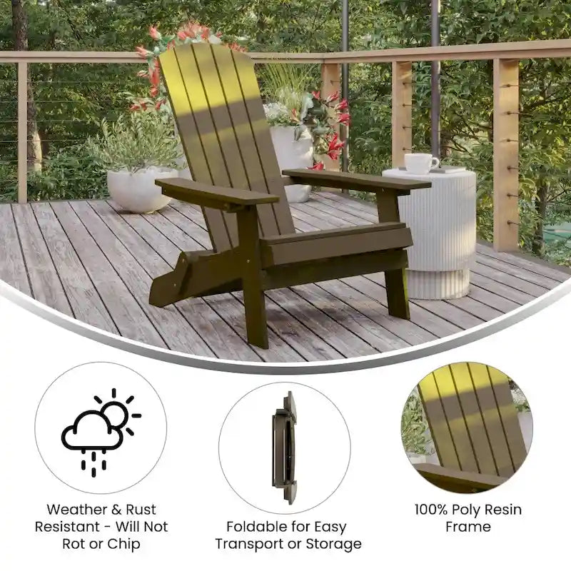 All-Weather Poly Resin Folding Adirondack Chair - Patio Chair