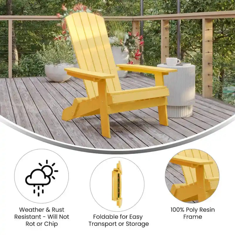 All-Weather Poly Resin Folding Adirondack Chair - Patio Chair