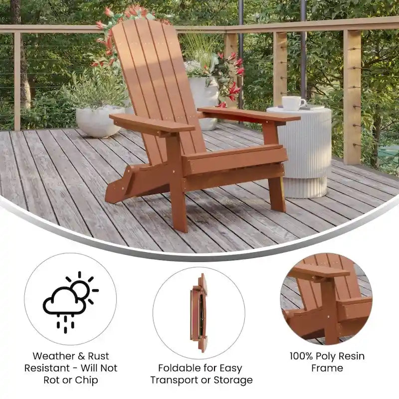 All-Weather Poly Resin Folding Adirondack Chair - Patio Chair