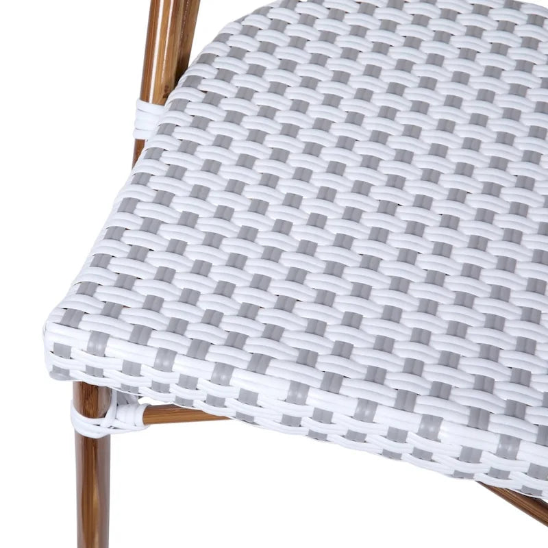 2 Pack All-Weather Commercial Paris Chairs with Bamboo Print Frame