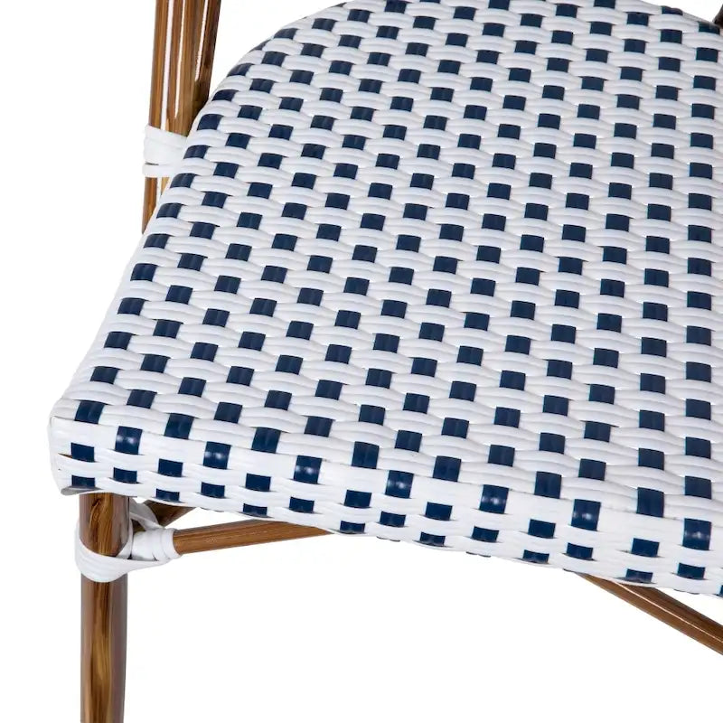 2 Pack All-Weather Commercial Paris Chairs with Bamboo Print Frame