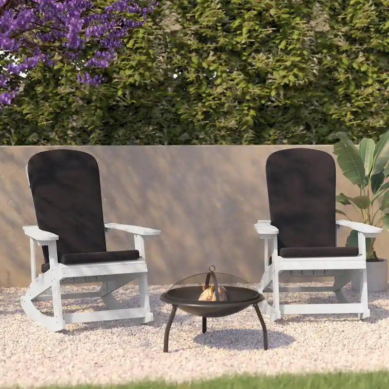Indoor/Outdoor Rocking Adirondack Chairs with Cushions - Set of 2 - 29.5 W x 37.75 D x 39.5 H