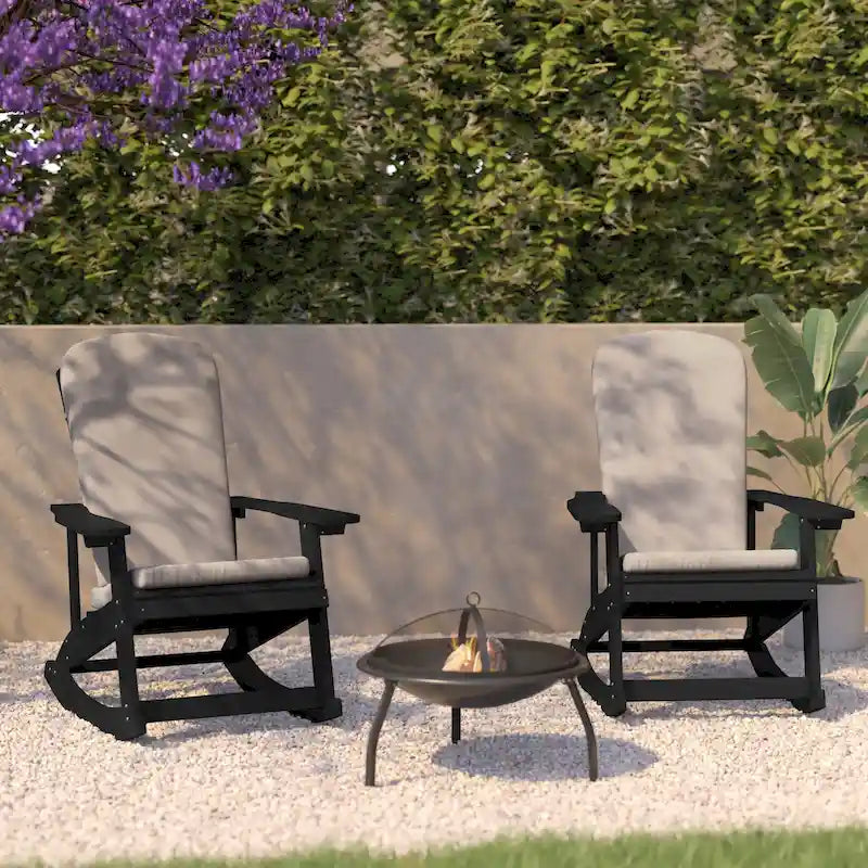 Indoor/Outdoor Rocking Adirondack Chairs with Cushions - Set of 2 - 29.5 W x 37.75 D x 39.5 H