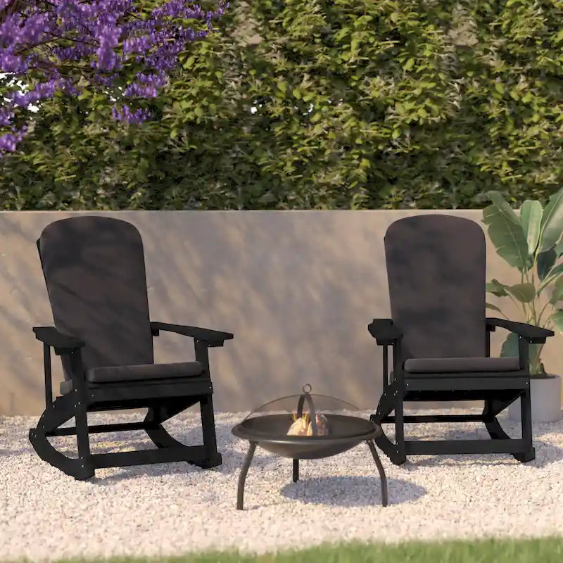 Indoor/Outdoor Rocking Adirondack Chairs with Cushions - Set of 2 - 29.5 W x 37.75 D x 39.5 H