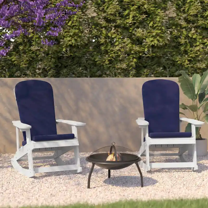 Indoor/Outdoor Rocking Adirondack Chairs with Cushions - Set of 2 - 29.5 W x 37.75 D x 39.5 H