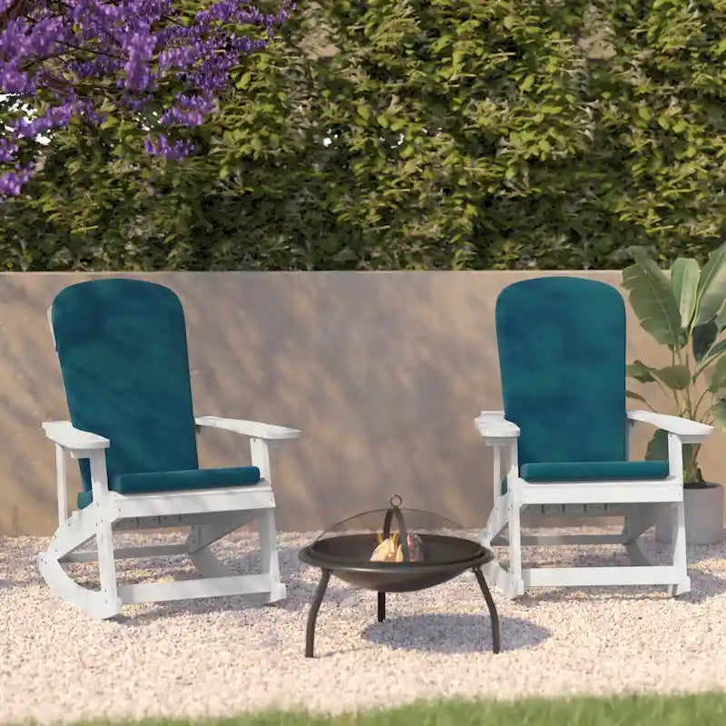 Indoor/Outdoor Rocking Adirondack Chairs with Cushions - Set of 2 - 29.5 W x 37.75 D x 39.5 H
