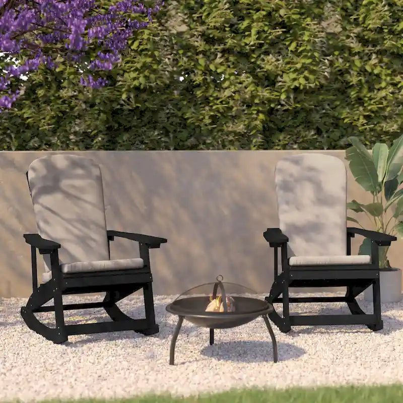 Indoor/Outdoor Rocking Adirondack Chairs with Cushions - Set of 2 - 29.5 W x 37.75 D x 39.5 H