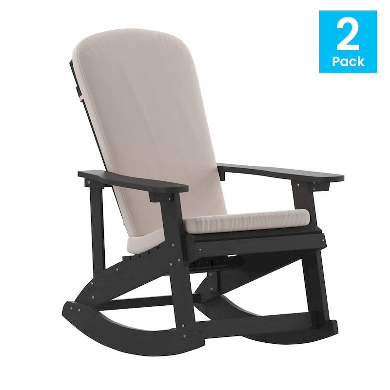 Indoor/Outdoor Rocking Adirondack Chairs with Cushions - Set of 2 - 29.5 W x 37.75 D x 39.5 H