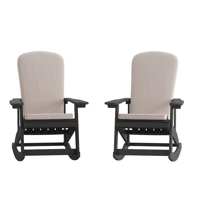 Indoor/Outdoor Rocking Adirondack Chairs with Cushions - Set of 2 - 29.5 W x 37.75 D x 39.5 H