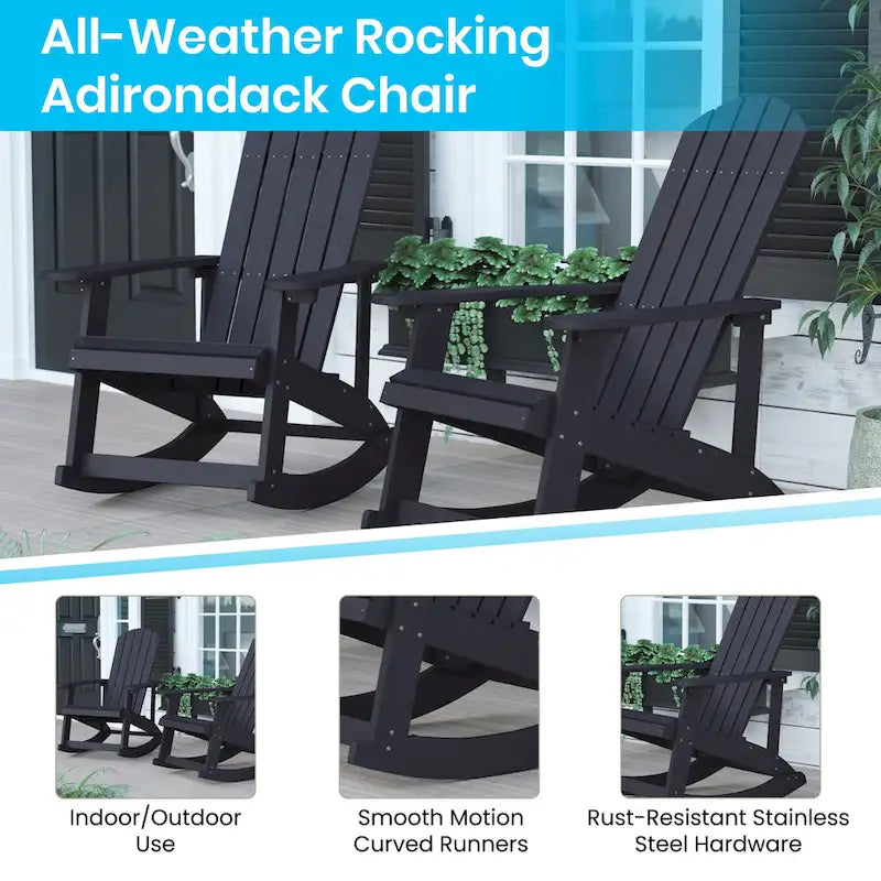 Indoor/Outdoor Rocking Adirondack Chairs with Cushions - Set of 2 - 29.5 W x 37.75 D x 39.5 H