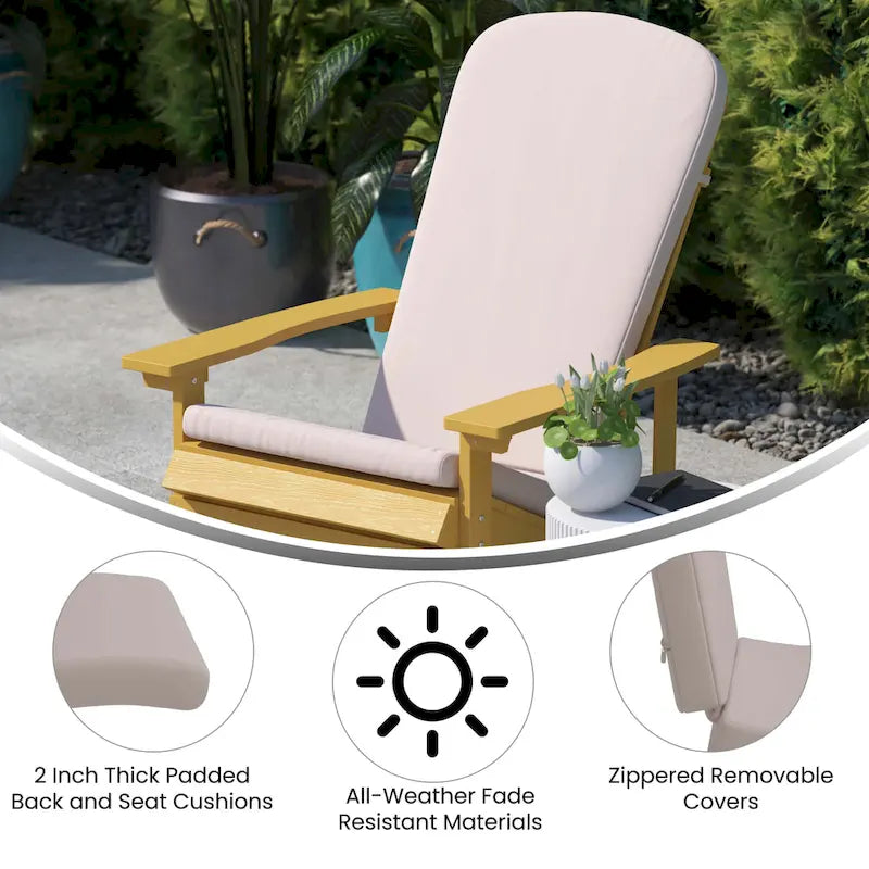 Indoor/Outdoor Rocking Adirondack Chairs with Cushions - Set of 2 - 29.5 W x 37.75 D x 39.5 H