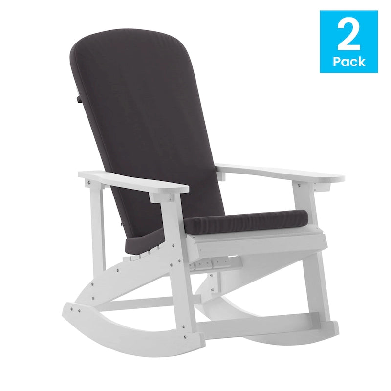 Indoor/Outdoor Rocking Adirondack Chairs with Cushions - Set of 2 - 29.5 W x 37.75 D x 39.5 H