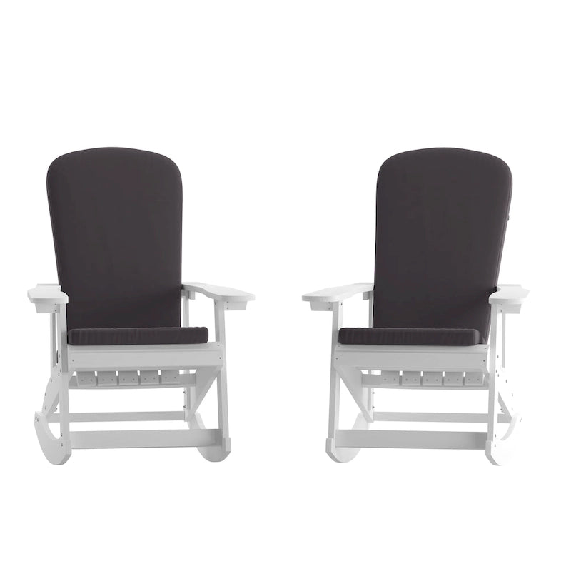 Indoor/Outdoor Rocking Adirondack Chairs with Cushions - Set of 2 - 29.5 W x 37.75 D x 39.5 H