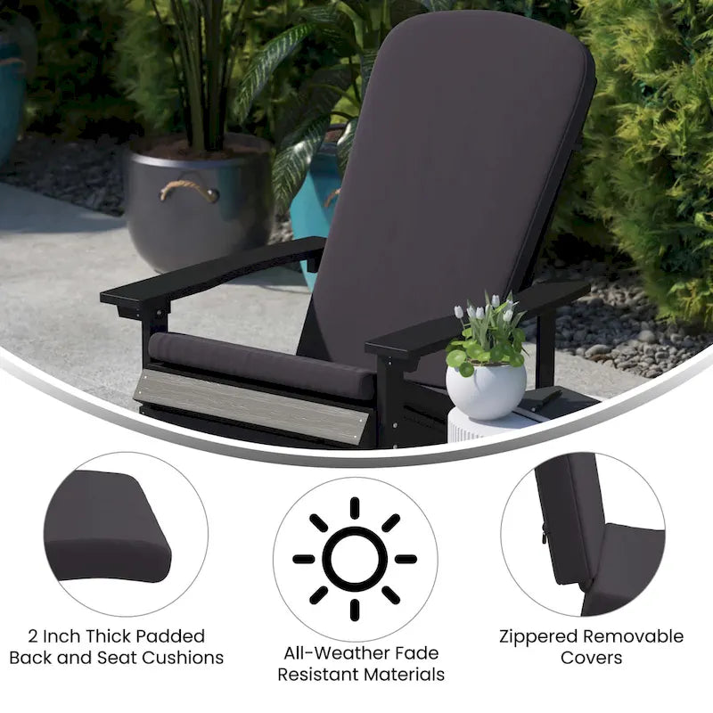 Indoor/Outdoor Rocking Adirondack Chairs with Cushions - Set of 2 - 29.5 W x 37.75 D x 39.5 H
