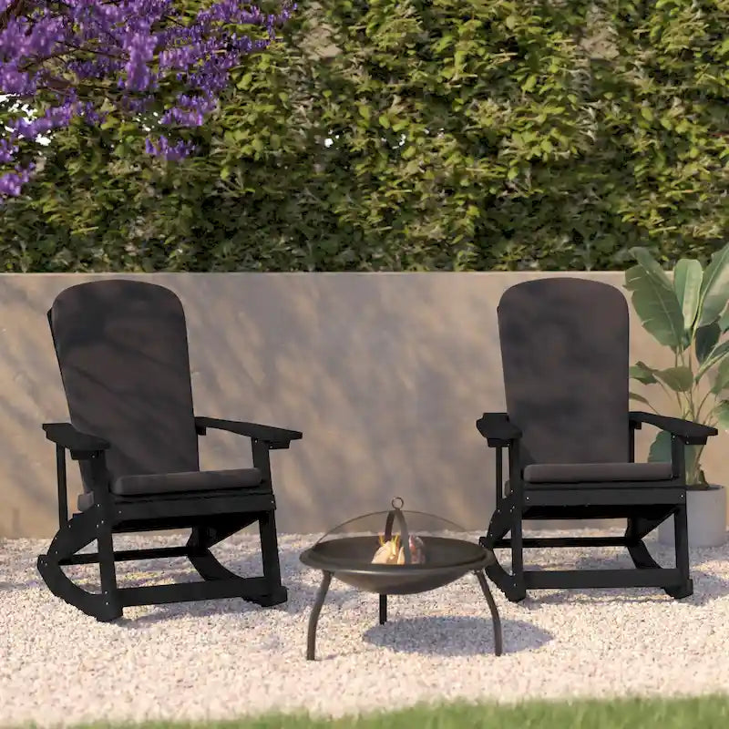 Indoor/Outdoor Rocking Adirondack Chairs with Cushions - Set of 2 - 29.5 W x 37.75 D x 39.5 H