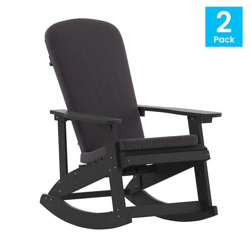 Indoor/Outdoor Rocking Adirondack Chairs with Cushions - Set of 2 - 29.5 W x 37.75 D x 39.5 H