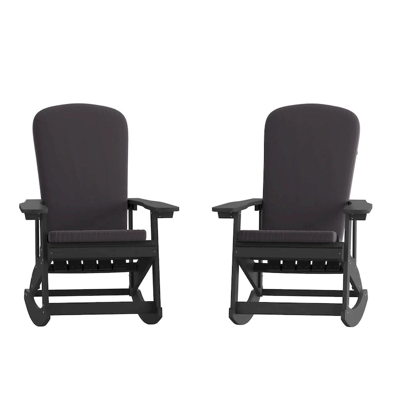 Indoor/Outdoor Rocking Adirondack Chairs with Cushions - Set of 2 - 29.5 W x 37.75 D x 39.5 H
