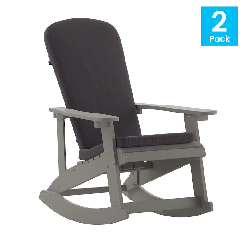 Indoor/Outdoor Rocking Adirondack Chairs with Cushions - Set of 2 - 29.5 W x 37.75 D x 39.5 H