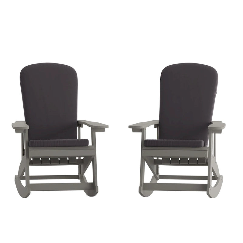 Indoor/Outdoor Rocking Adirondack Chairs with Cushions - Set of 2 - 29.5 W x 37.75 D x 39.5 H